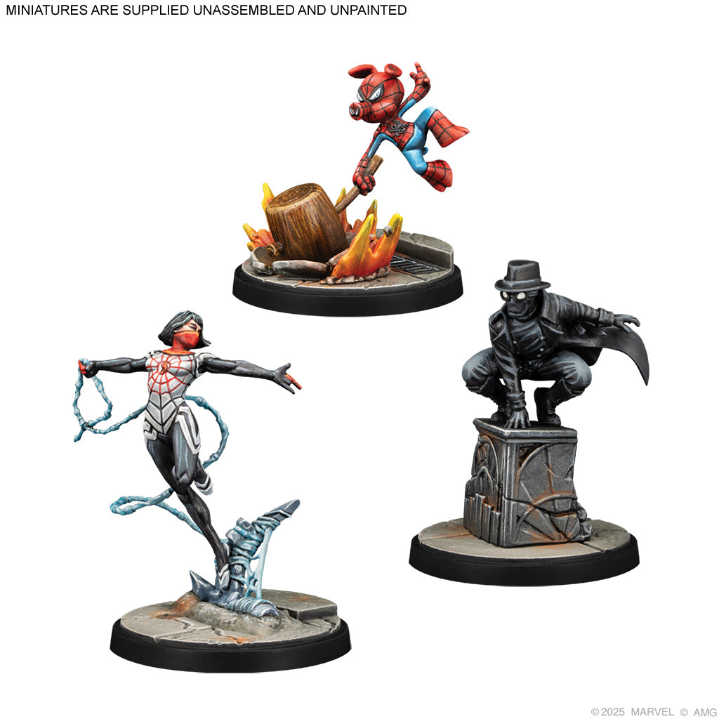 Marvel: Crisis Protocol Miniatures Game - Silk, Spider-Ham, and Spider-Main Noir Character Pack