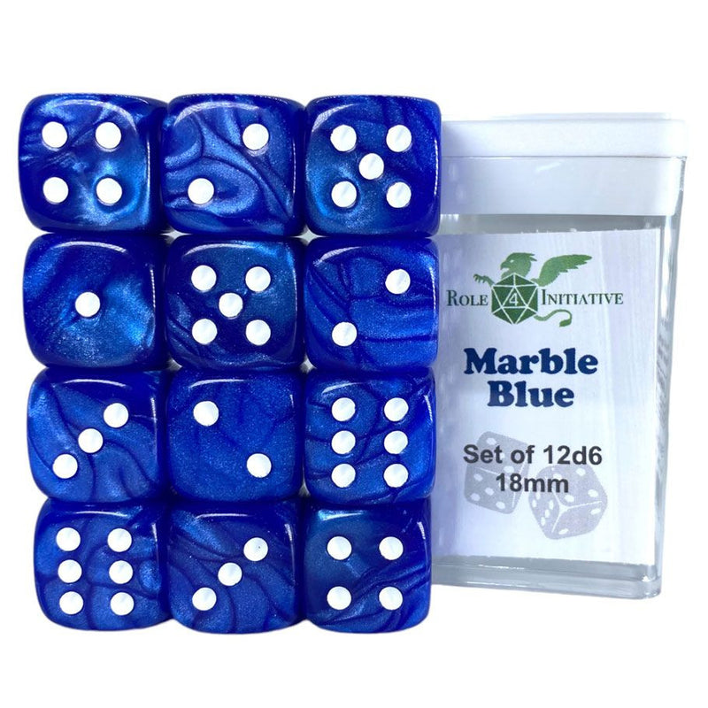 Role 4 Initiative - Marble Set of 12 d6 18mm Dice [Choose One]