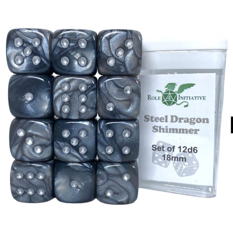 Role 4 Initiative - Shimmer Set of 12 d6 18mm Dice [Choose One]