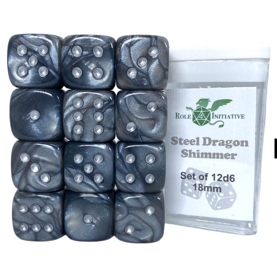 Role 4 Initiative - Shimmer Set of 12 d6 18mm Dice [Choose One]