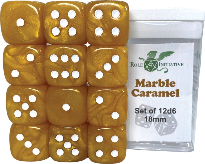 Role 4 Initiative - Marble Set of 12 d6 18mm Dice [Choose One]