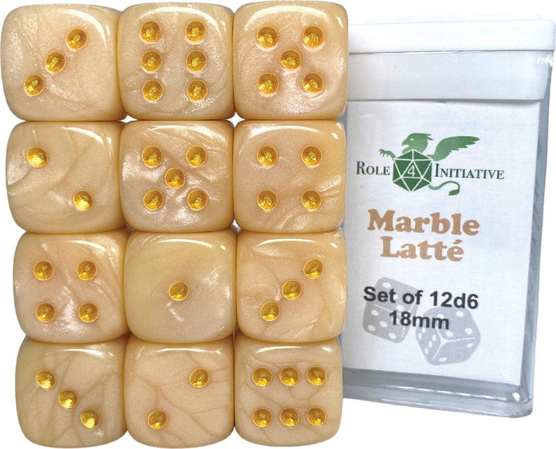 Role 4 Initiative - Marble Set of 12 d6 18mm Dice [Choose One]