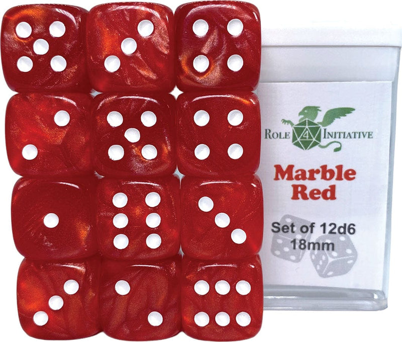 Role 4 Initiative - Marble Set of 12 d6 18mm Dice [Choose One]