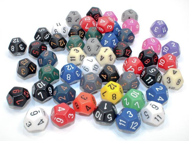 Chessex - Bag of 50 Assorted Loose D12 Dice [Choose A Color]