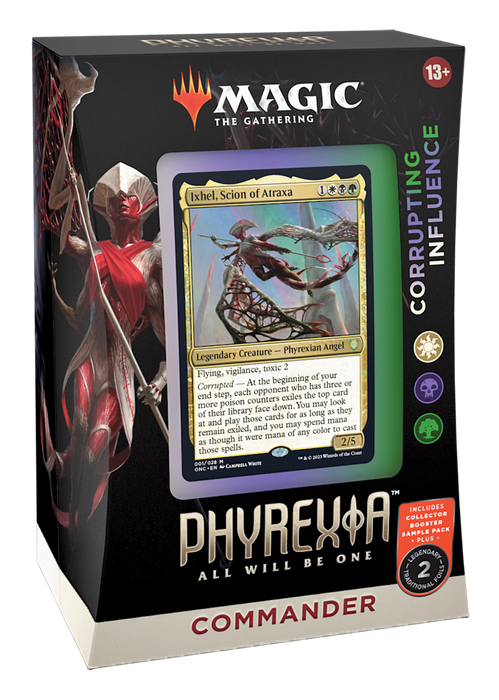 Magic: The Gathering Phyrexia: All Will Be One Commander Deck - Corrupting Influence + Collector Booster Sample Pack