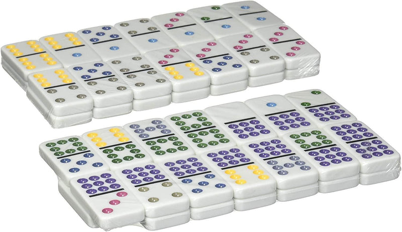 Pressman - Double Nine Colored Dominoes In Tin Storage Box