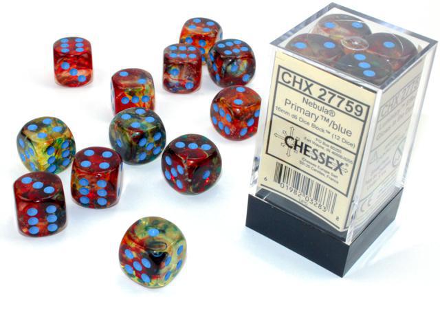 Chessex - Nebula 16mm D6 Dice Block (12 Dice) [Choose A Color]
