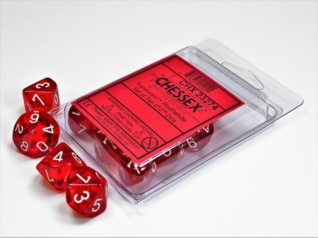 Chessex - Translucent Set Of Ten D10 Dice [Choose A Color]