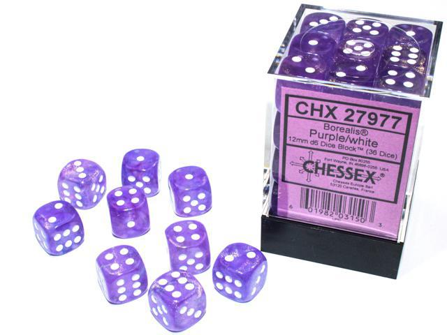 Chessex - Borealis 12mm D6 Dice Block (36 Dice) [Choose A Color]