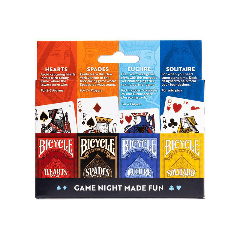 Bicycle 4-Game Pack (Hearts Spades Euchre and Solitaire)