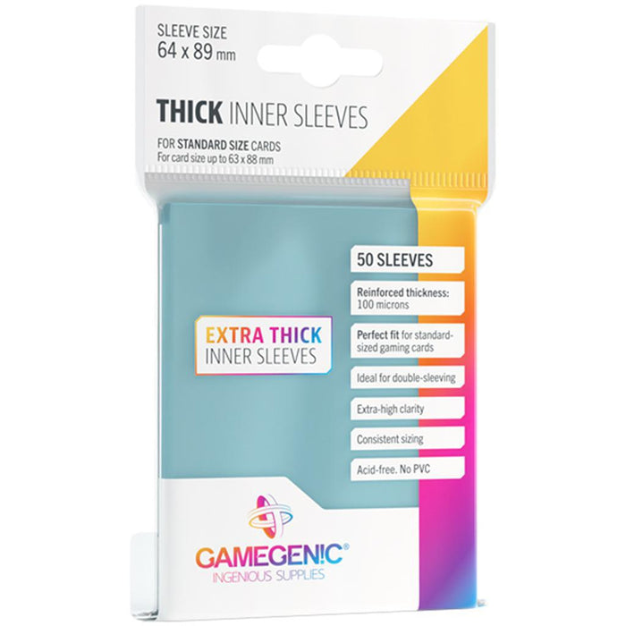 Gamegenic - Extra Thick Inner Sleeves | 50 Sleeves | 100 Microns