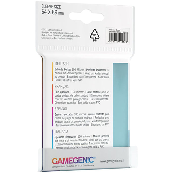 Gamegenic - Extra Thick Inner Sleeves | 50 Sleeves | 100 Microns