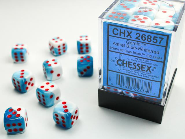 Chessex - Gemini 12mm D6 Dice Block (36 Dice) [Select Color]