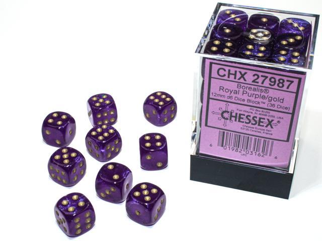 Chessex - Borealis 12mm D6 Dice Block (36 Dice) [Choose A Color]