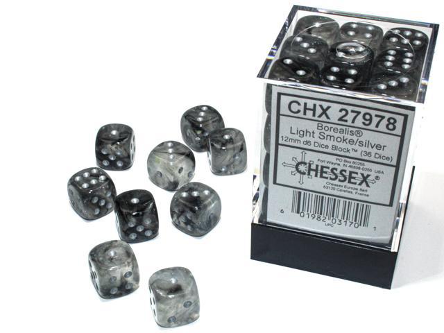 Chessex - Borealis 12mm D6 Dice Block (36 Dice) [Choose A Color]