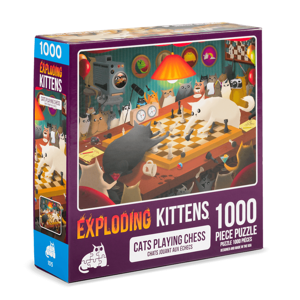 Exploding Kittens - Cats Playing Chess 1,000 Piece Puzzle