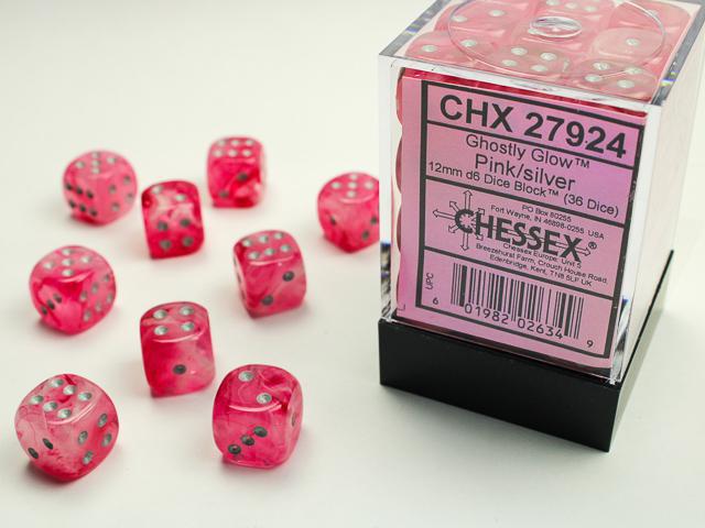 Chessex - Ghostly Glow 12mm D6 Dice Block (36 Dice) [Select Color]