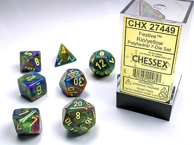 Chessex - Festive Polyhedral 7-Die Set [Choose A Color] — House