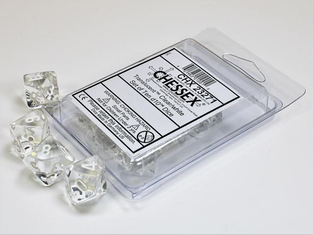 Chessex - Translucent Set Of Ten D10 Dice [Choose A Color]