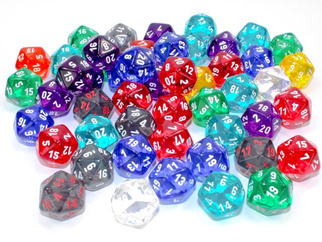 Chessex - Bag Of 50 Assorted Loose D20 Dice [Choose A Color]