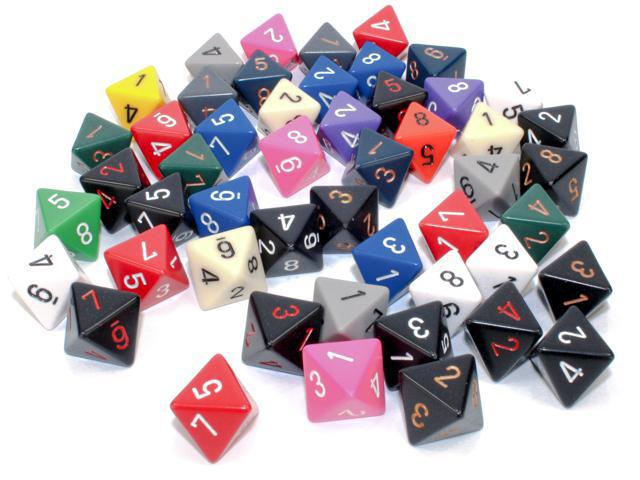 Chessex - Bag of 50 Assorted Loose D8 Dice [Choose A Color]