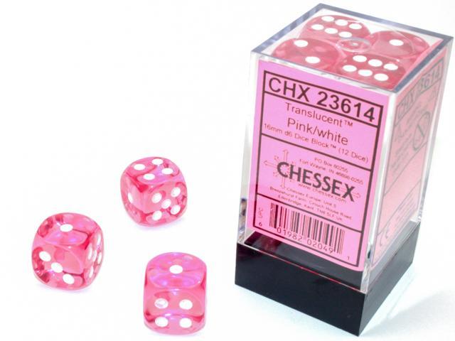 Chessex - Translucent 16mm D6 Dice Block (12 Dice) [Choose Color]