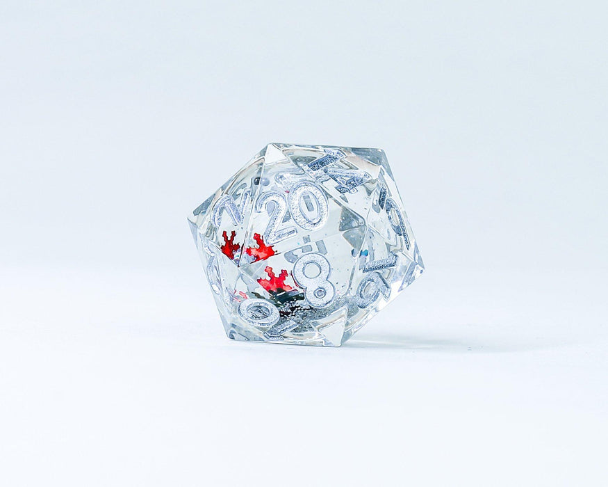 Sirius Dice - Sharp Edged 22mm D20 Snow Globe: Silver Ink