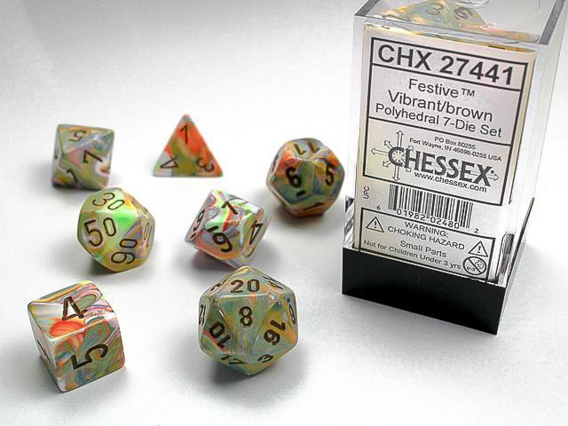 Chessex - Festive Polyhedral 7-Die Set [Choose A Color]