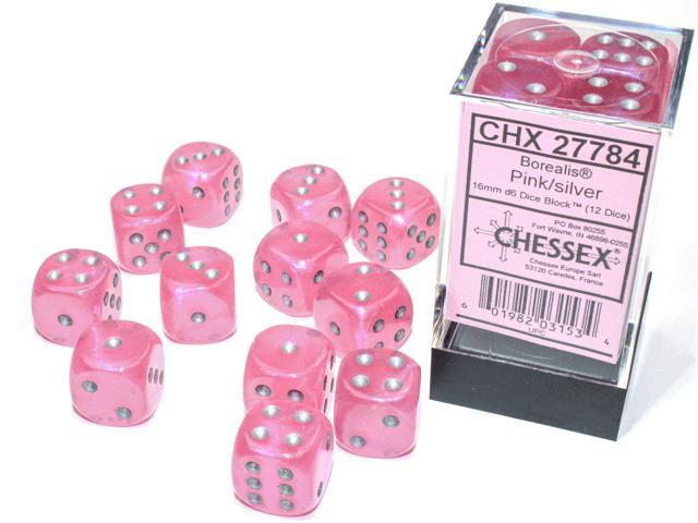 Chessex - Borealis 16mm D6 Dice Block (12 dice) [Choose A Color]