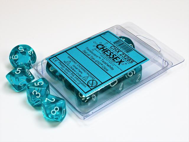 Chessex - Translucent Set Of Ten D10 Dice [Choose A Color]