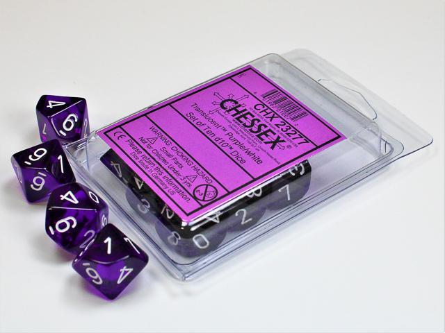 Chessex - Translucent Set Of Ten D10 Dice [Choose A Color]