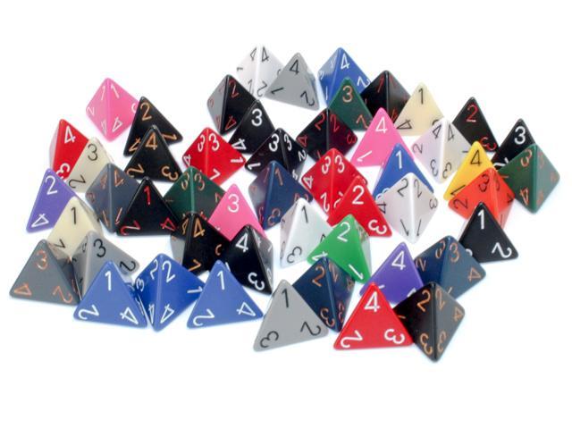 Chessex - Bag of 50 Assorted Loose Opaque D4 Dice (CHX 29404)