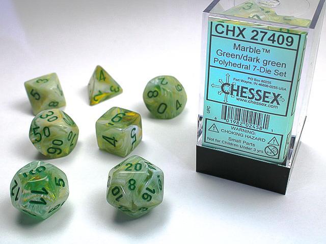 Chessex - Marble Polyhedral 7-Die Set [Choose A Color]