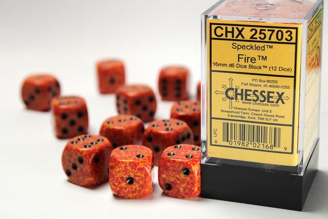 Chessex - Speckled 16mm D6 Dice Block (12 Dice) [Choose A Color]