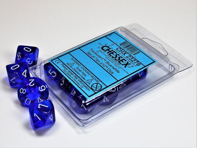 Chessex - Translucent Set Of Ten D10 Dice [Choose A Color]