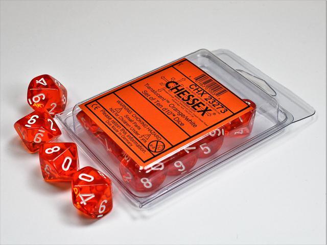 Chessex - Translucent Set Of Ten D10 Dice [Choose A Color]