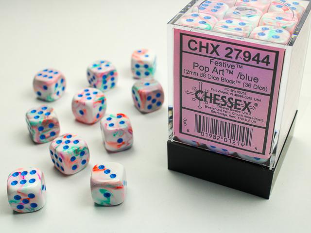 Chessex - Festive 12mm D6 Dice Block (36 Dice) [Select Color]